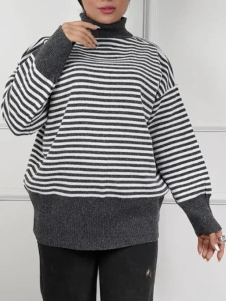 بلوز  یقه اسکی راه راه